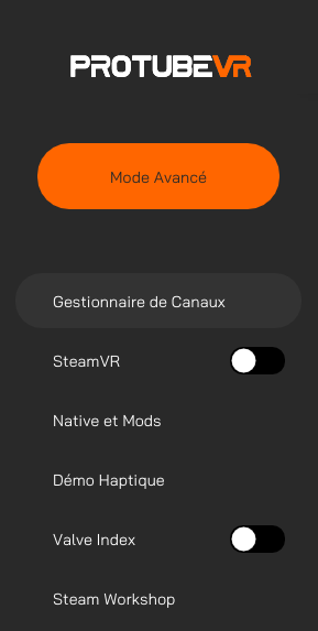 panneau de gauche avancé de la companion app